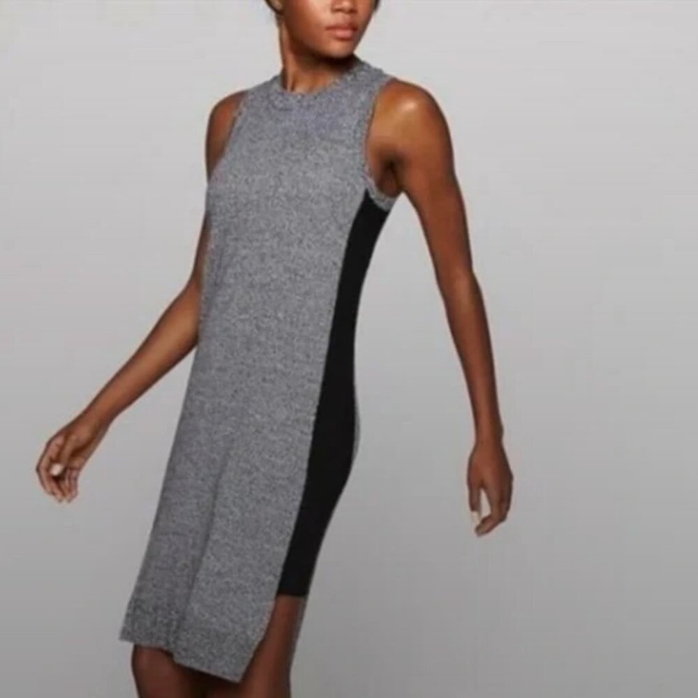 EUC Athleta Brand Wool gray/black high-low Sleeveless Dress Size Smaill